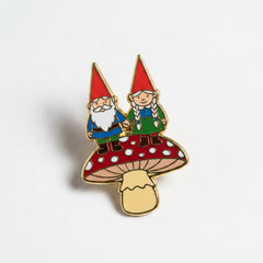 Happy Married Gnome Couple Pin