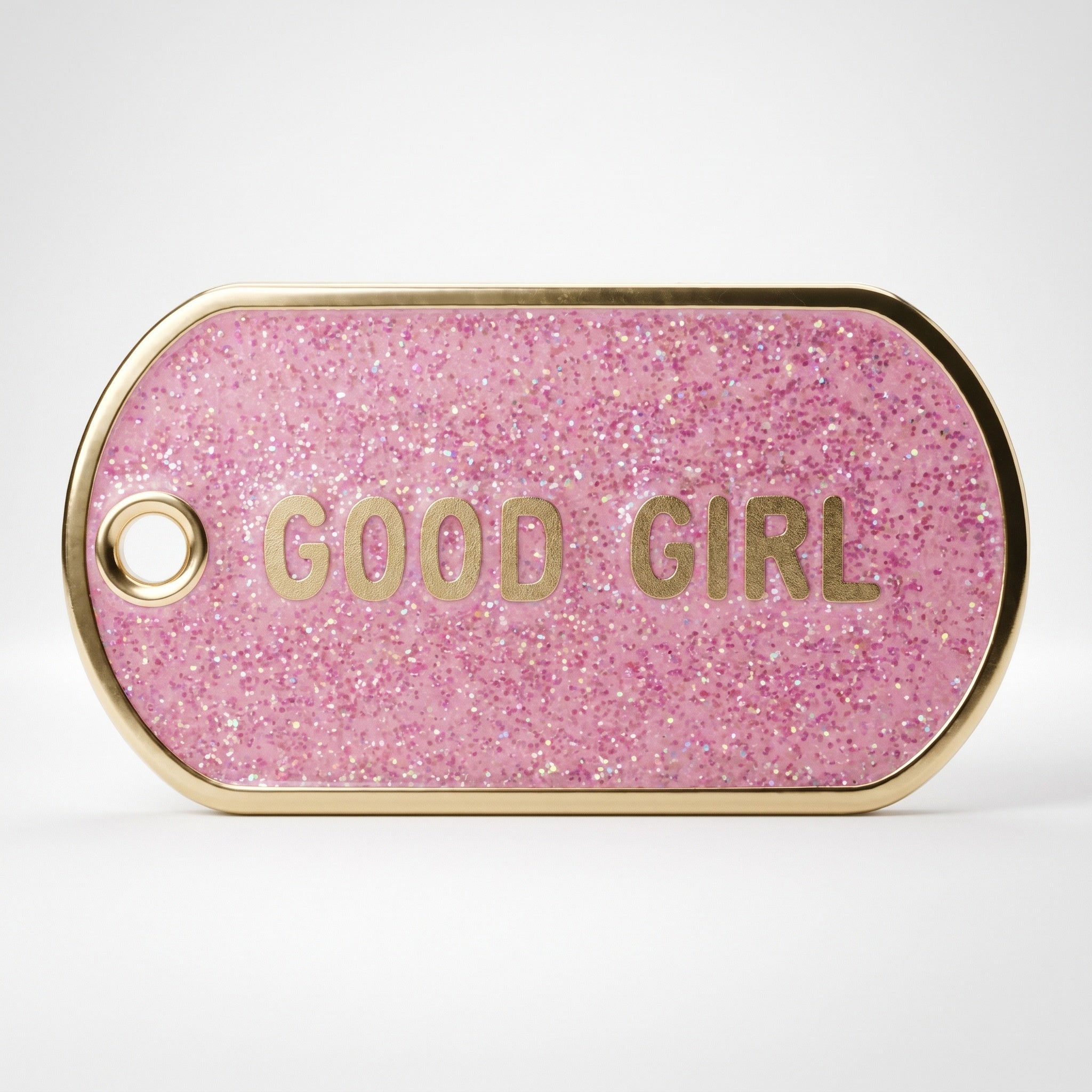 Good Girl Dog Tag Glitter Pin