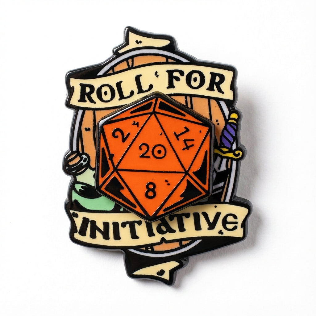 Roll For Initiative D20 Dice Pin (Deluxe)